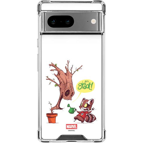 Marvel Rocket Raccoon and Groot Tall Tails Google Pixel 8a Clear Case